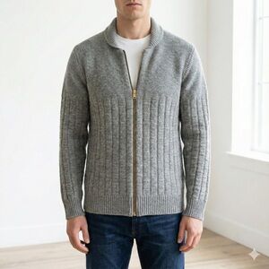 Paul Smith grey wool zip up sweater - Small